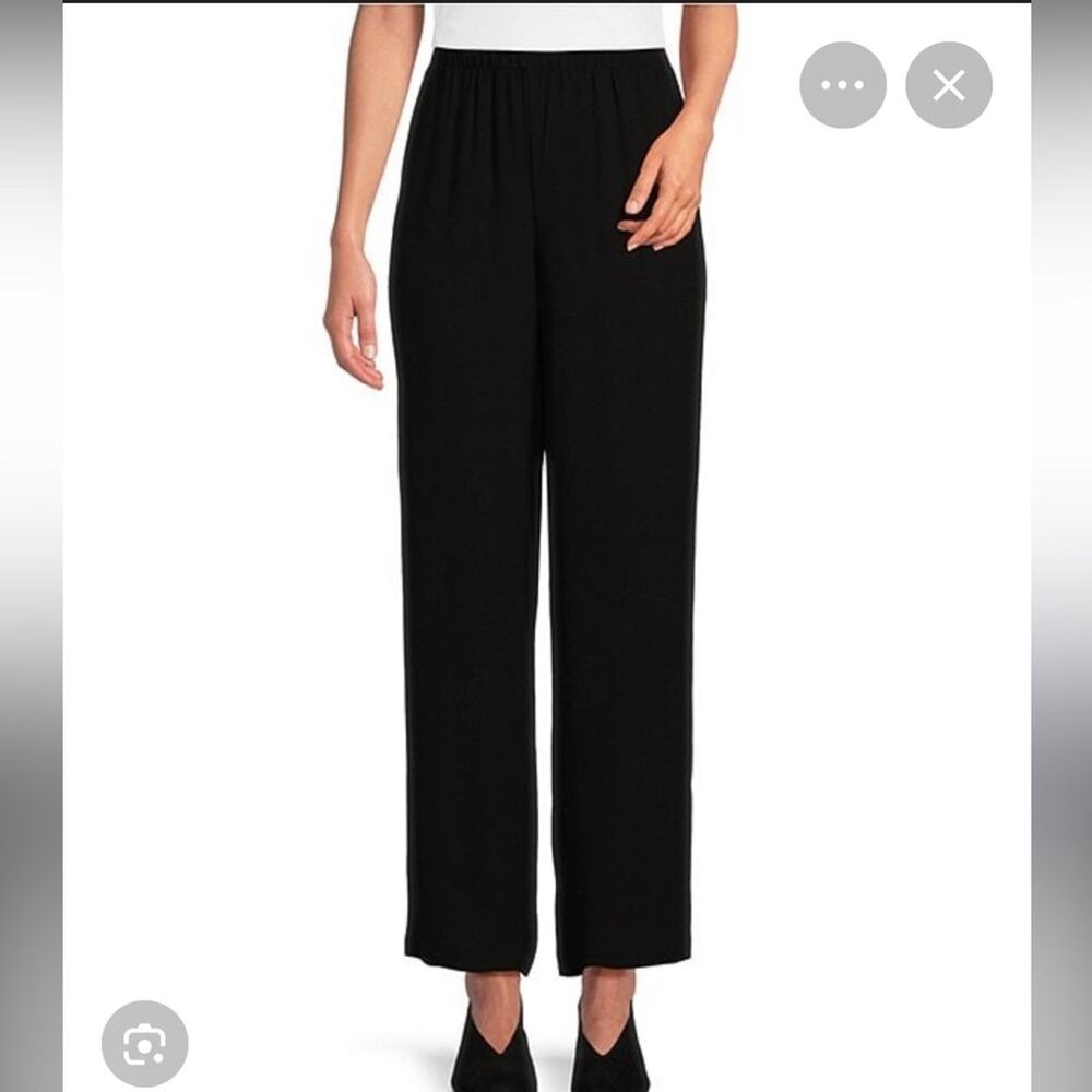 Eileen Fisher Silk Pull-on Pants Black Medium Petite